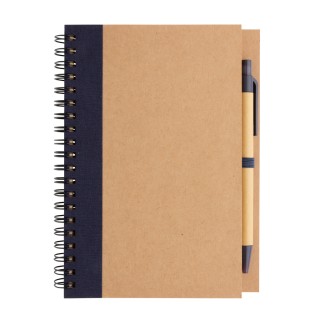 Cuaderno de espiral kraft con bolígrafo promocional